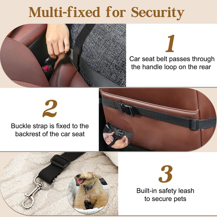 Pawaboo Hund Autositz, Hund Booster Autositz für Klein Hunde, Welpensitz für Auto mit Fest Schnalle