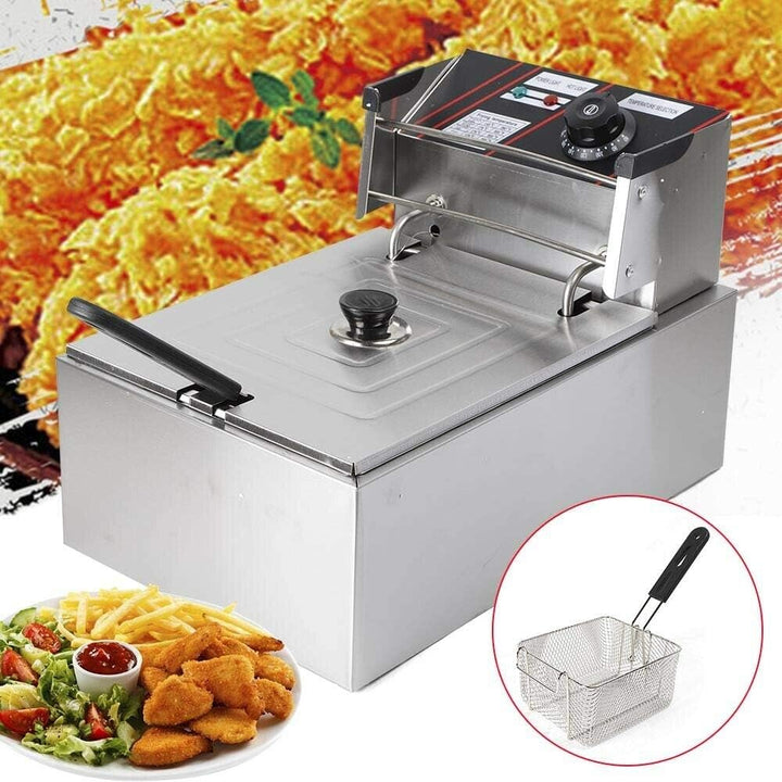 2500W Fritteuse Friteuse Edelstahl, 5.5L Elektrofritteuse Elektro Fritteuse Gastro Kaltzone Fritose