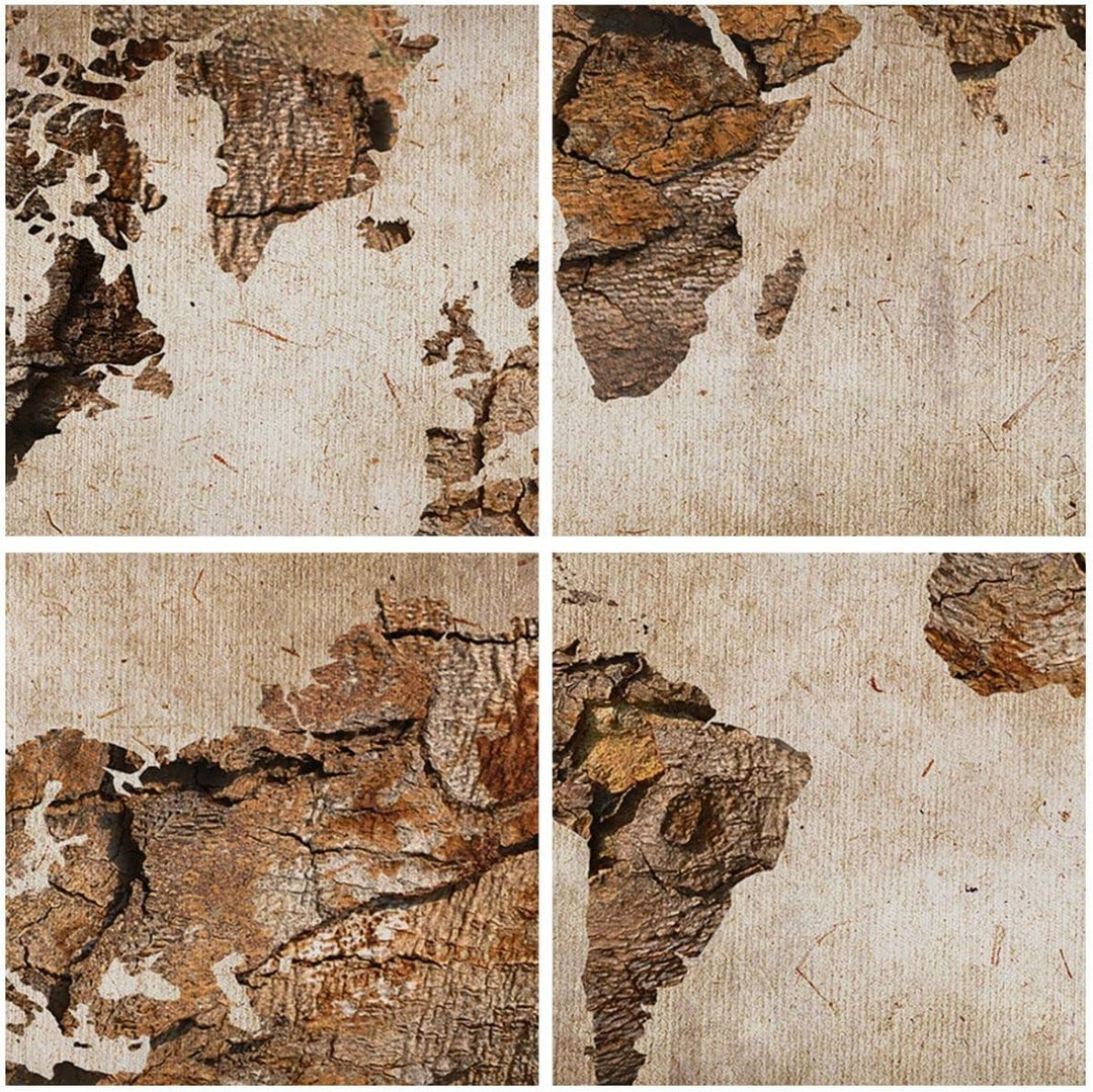 Bilder auf Leinwand Karte Welt modern Leinwandbild mit Rahmen 70x50cm Wandbilder Dekoration Wohnzimm