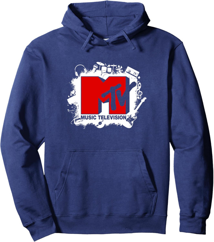 MTV Logo Splatter Instruments Band Art Pullover Hoodie