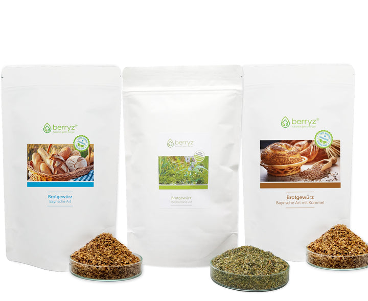 Brotgewürz 3-er Set | Bayrische Art 100g + Bayrische Art mit Kümmel 100g + Mediterrane Art 90g | Vie