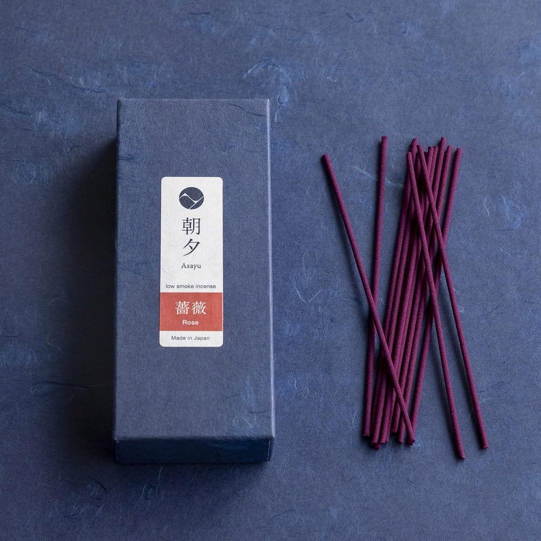 Asayu Japan Räucherstäbchen Rosen Duft mit wenig Rauch, Hergestellt in Japan, 40g Qualitäts Räucherw
