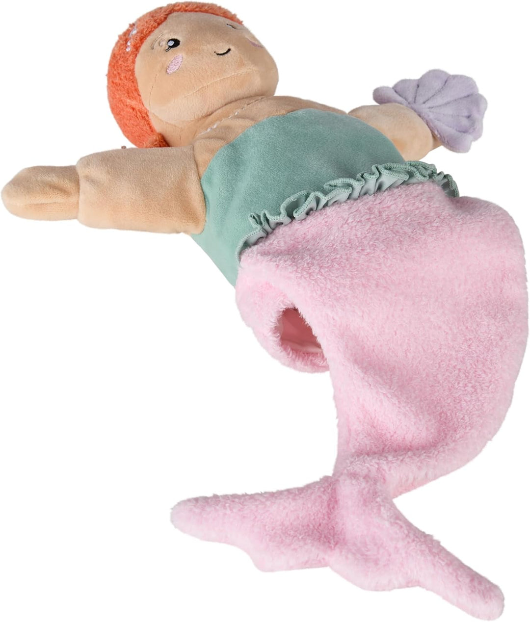 Sterntaler Handpuppe Meerjungfrau aus weichem Flausch, Kinder- und Babyspielzeug, Kopf wattiert mit
