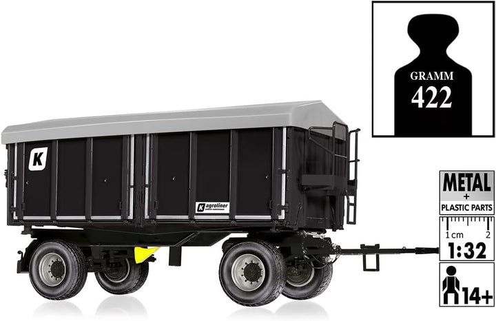 WIKING 077867 Kröger Zweiachs-Dreiseitenkippanhänger HDK 302, Modell, 1:32, Metall/Kunststoff, Ab 14