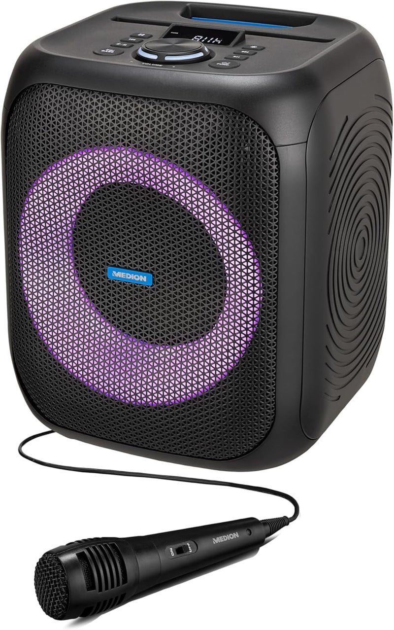 MEDION S61991 Partylautsprecher mit Bluetooth (Partysoundsystem inklusive Mikrofon, Party Box, tragb