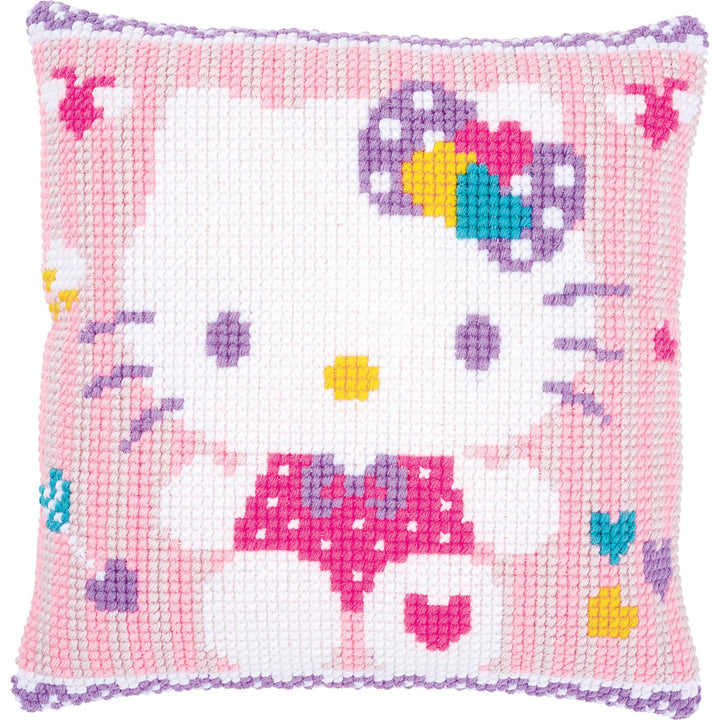 Vervaco PN-0172807 Kreuzstichkissen Hello Kitty Pastel Kreuzstichset, Baumwolle, mehrfarbig, 40 x 40
