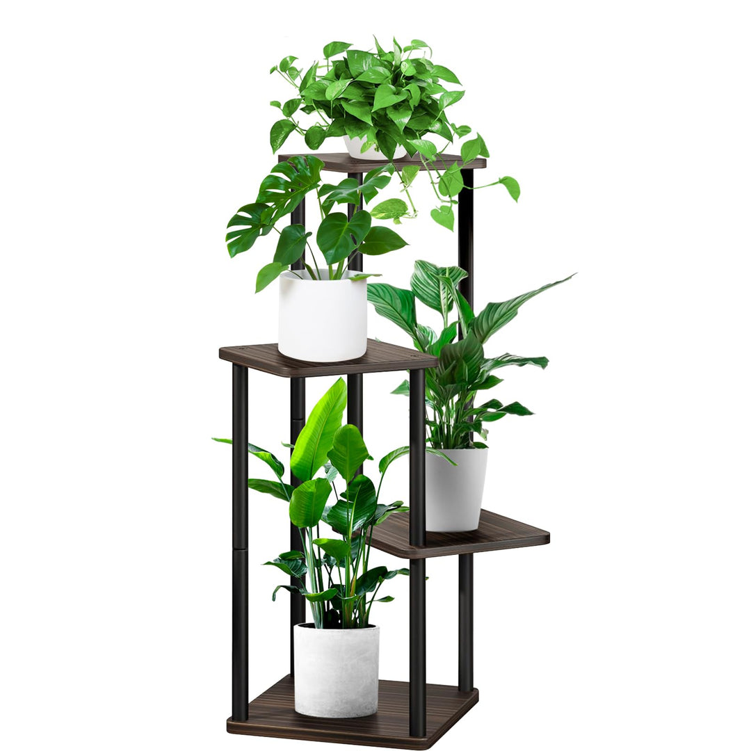 YOCOMEY 4-Tier Hölzern Blumenregal Pflanzenregal, Mehrstöckig Blumenständer Pflanzenständer Blumenba