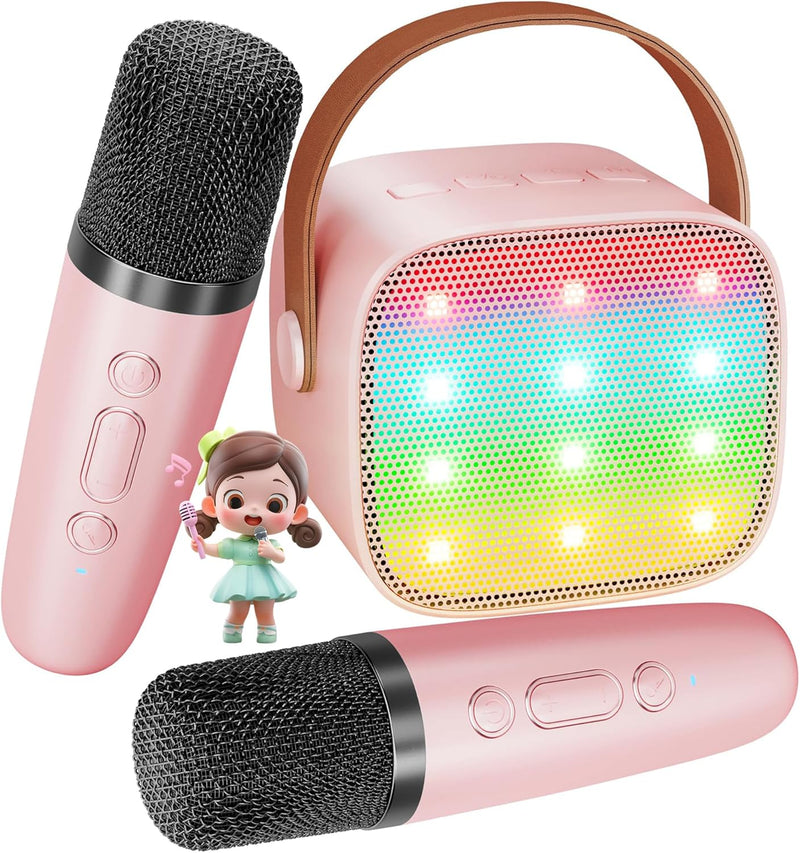 BONAOK Mikrofon Karaoke 2, Bluetooth Karaokemaschinen für Kinder Erwachsene, Tragbarer Karaoke-Playe