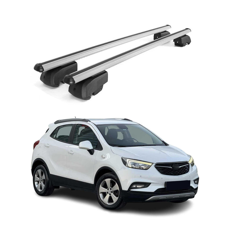 Dachträger Gepäckträger kompatibel mit Opel Mokka X 2015-2023 TÜV ABE Aluminium Silber 2X Mokka X 20