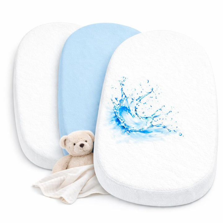 2X Spannbettlaken beistellbett 100% Baumwolle + 1X Matratzenschoner 100% wasserdichtem Material - Se