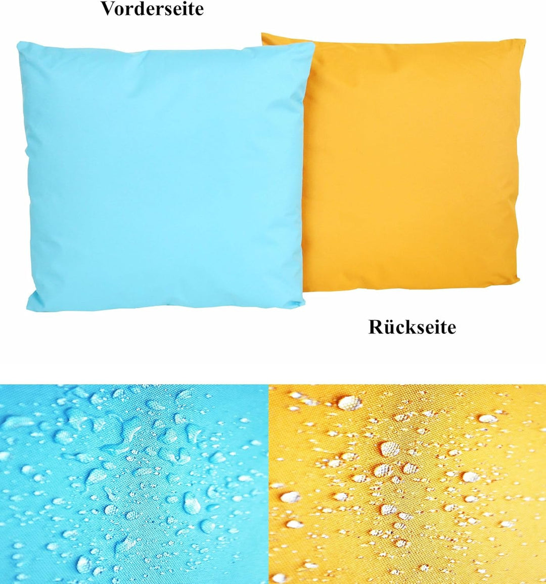JACK 4X 2-farbiges Wende Outdoor Lounge Kissen 45x45cm Dekokissen inkl. Füllung Wasserfest Sitzkisse