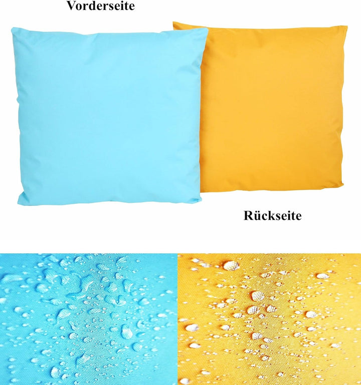 JACK 4X 2-farbiges Wende Outdoor Lounge Kissen 45x45cm Dekokissen inkl. Füllung Wasserfest Sitzkisse