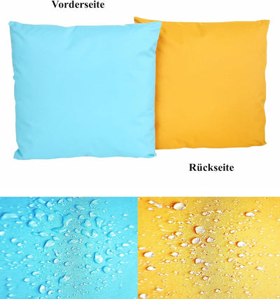 JACK 4X 2-farbiges Wende Outdoor Lounge Kissen 45x45cm Dekokissen inkl. Füllung Wasserfest Sitzkisse