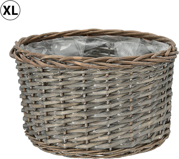Cepewa Pflanzkorb 5er Set │ Kunstofffolien-Inlay Rattan 5 Grössen│ Übertopf Körbe Korbset Pflanztopf