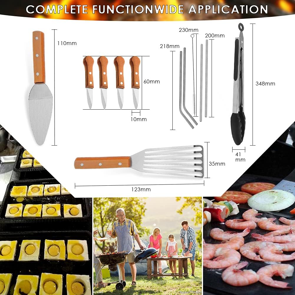 Home Safety Grillbesteck Set - 20-TLG Grillspachtel Set Werkzeugset, Profi BBQ Zubehör Grillwender a
