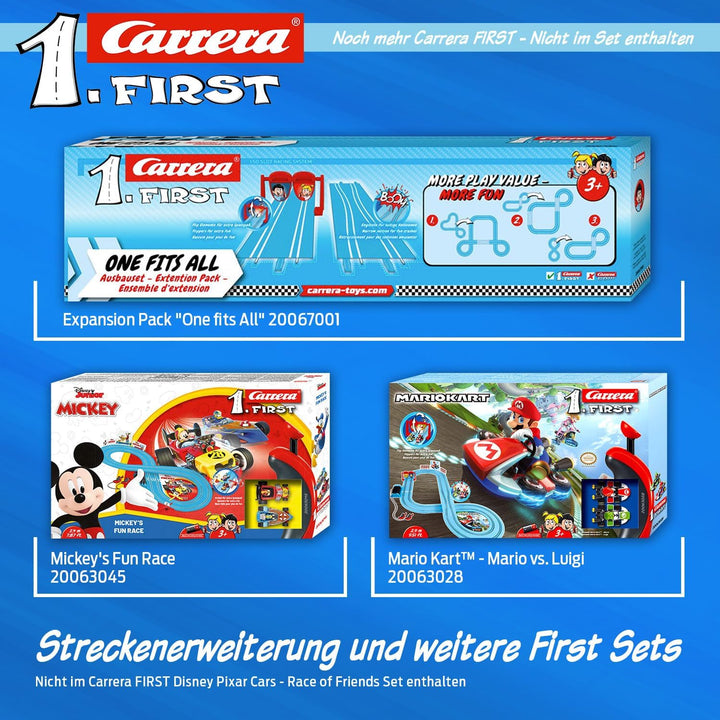 Carrera FIRST Disney Pixar Cars Rennbahn Set | Race of Friends | Batteriebetriebene Rennstrecke | Ab
