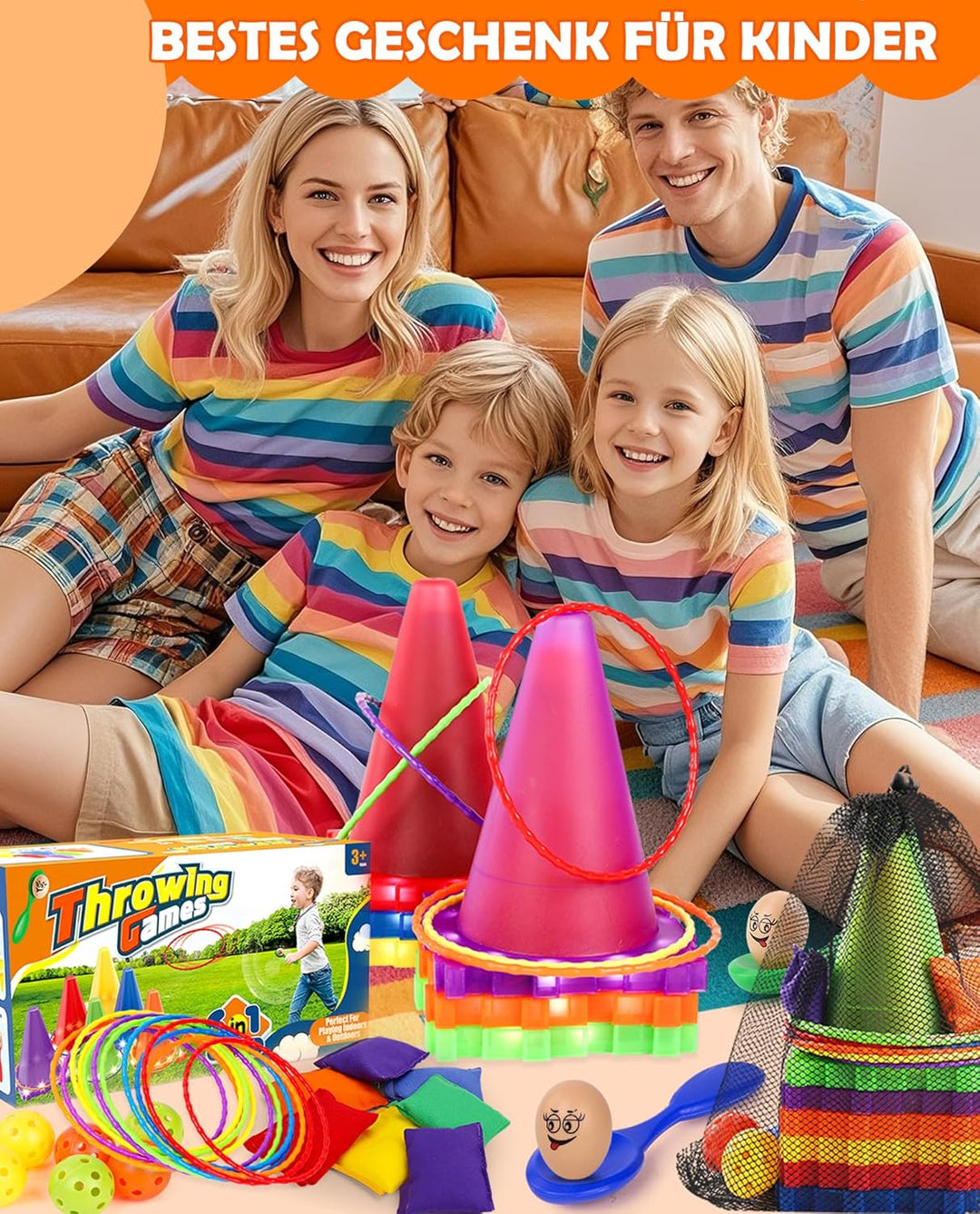 Eocolz Light Up Pylonen Kinder Outdoor Spiele Wurfspiel Cornhole Spiel Outdoor Gartenspielzeug Ringw