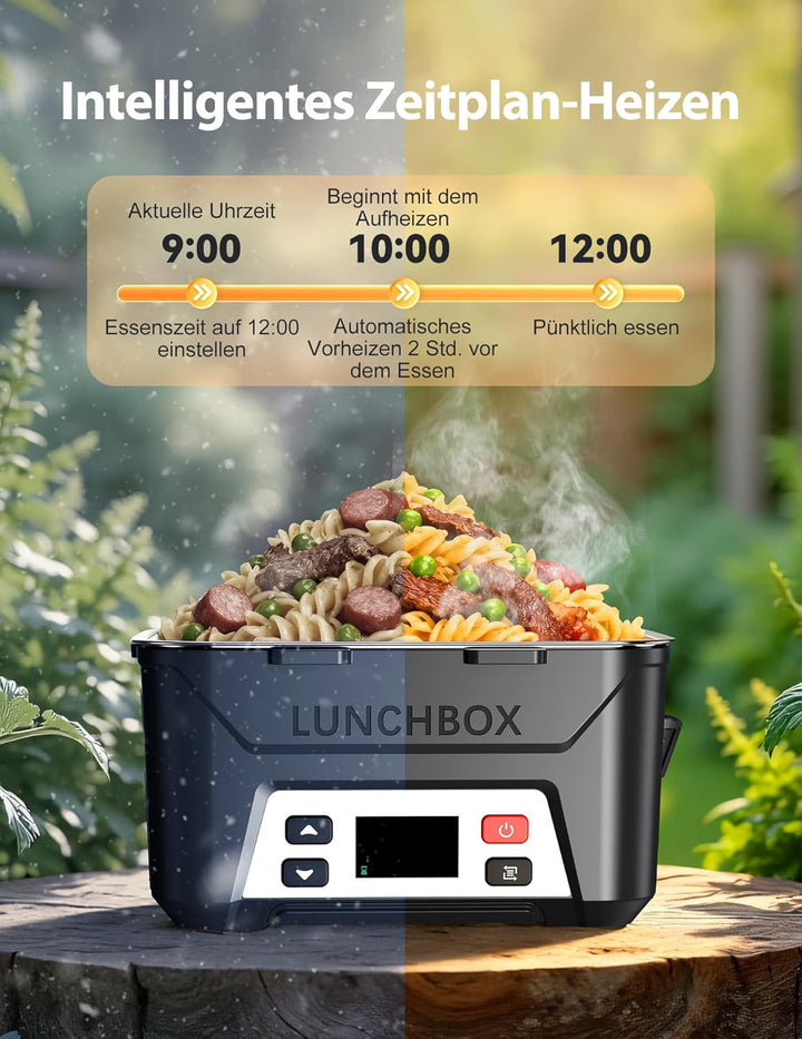 Elektrische Lunchbox mit Akku, Electric Lunch Box for Adults mit automatischer Aufheizfunktion, 1,3L