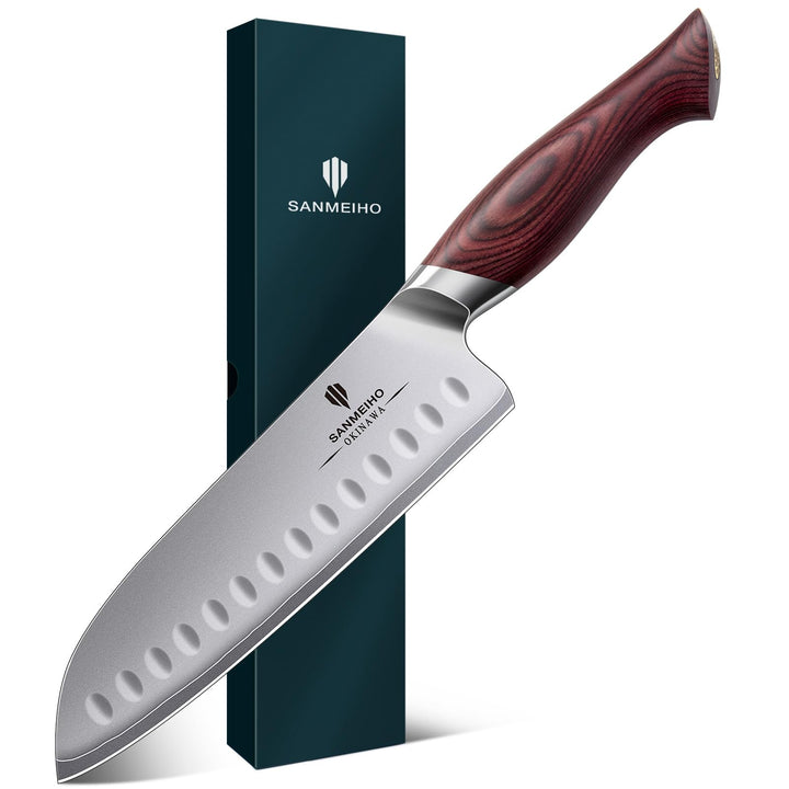 Profi Santoku Messer küchenmesser 18cm - Japanischer Hochcarbonstahl 10Cr15Mov mit 12° extrem scharf