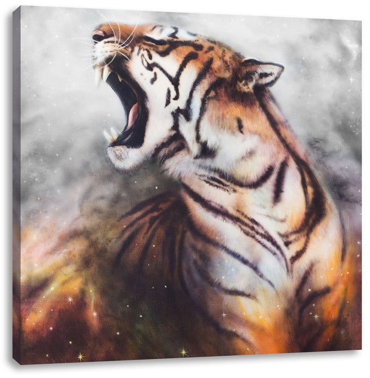 Pixxprint Gemälde eines Tigers als Leinwandbild/Grösse: 70x70 cm/Wandbild/Kunstdruck/fertig bespannt