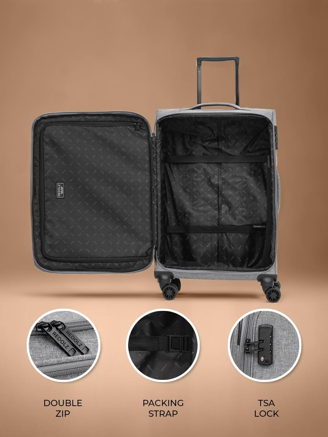 REDOLZ Essentials 12 Koffer-Set 3-teilig für Damen & Herren | leichte & stabile Reise-Trolleys, hoch