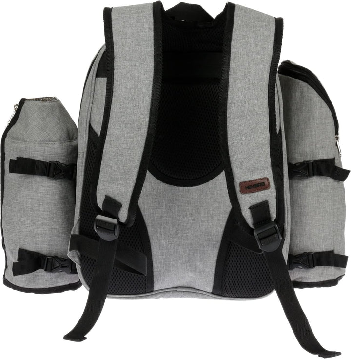 HEKERS Premium Picknickrucksack mit isoliertem Kühlfach und Flaschenhaltern für 4 Personen – Strand