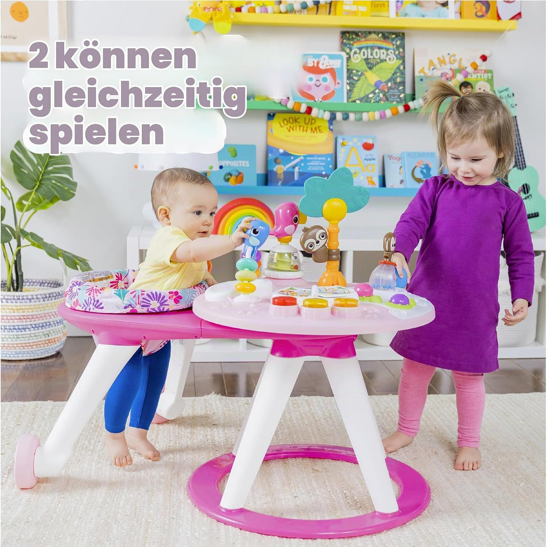 Bright Starts, Around We Go Tropic Coral 2-in-1 Spielstation &amp; Lauflernwagen, Spieletisch mit Lichte