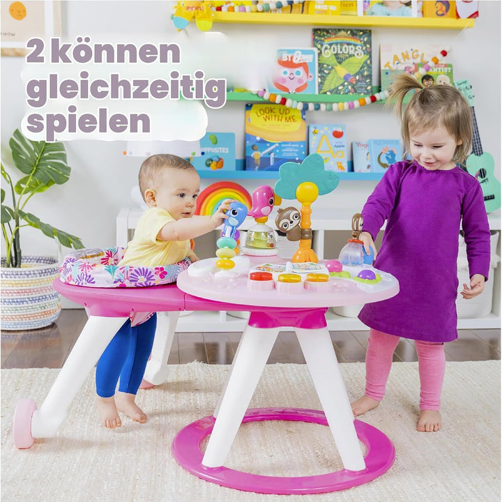 Bright Starts, Around We Go Tropic Coral 2-in-1 Spielstation &amp; Lauflernwagen, Spieletisch mit Lichte