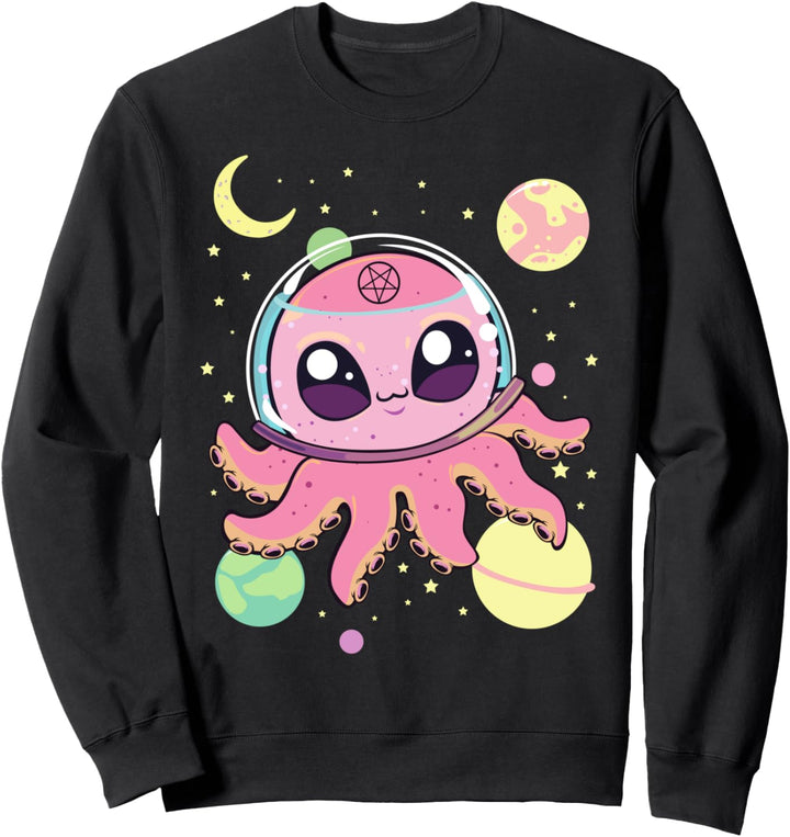 Pastellfarbener Goth Kawaii Space Octopus Nu Goth Anime Sweatshirt