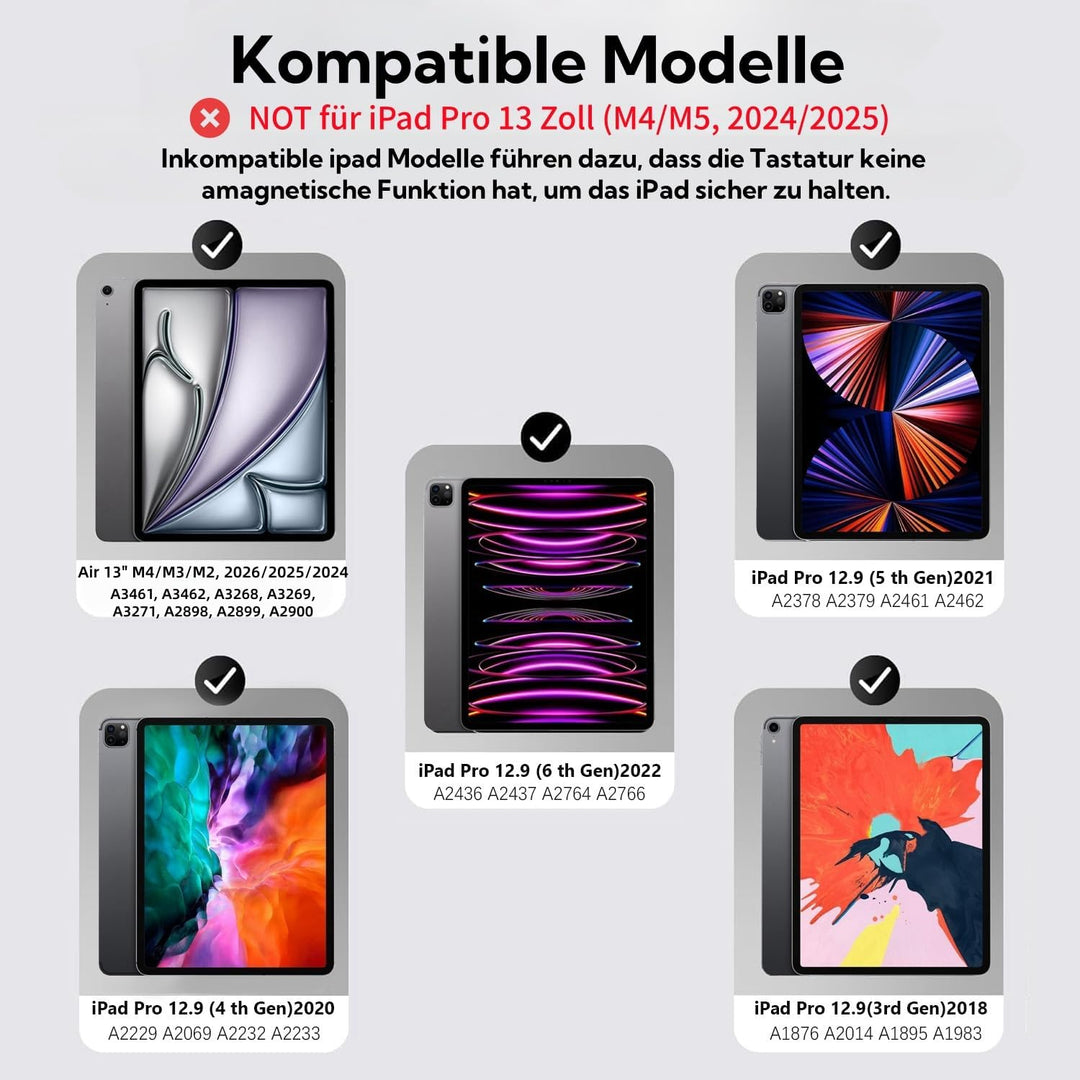 Seagtigau Magic Keyboard Case für iPad Pro 12,9 Zoll (3., 4., 5., 6. Generation) & iPad Air 13" (M3/