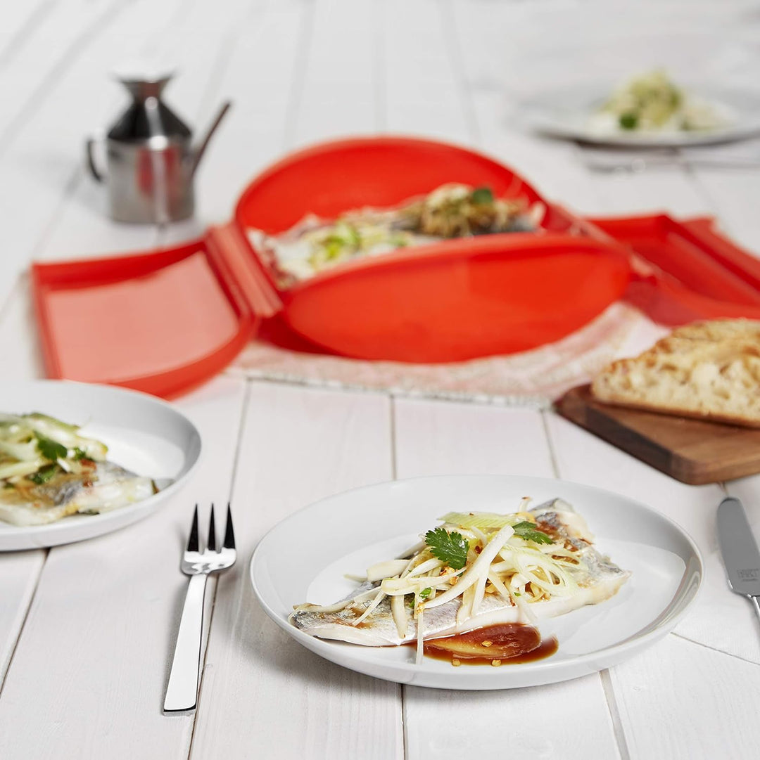 Lékué Dampfbox-Set 3,4 Personen + spanisches Rezeptbuch, 3,4 Personen