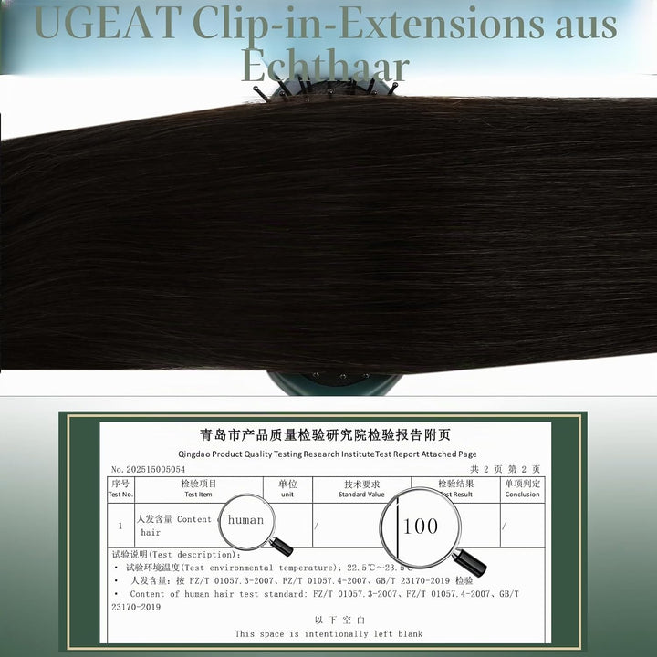 Ugeat Echthaar Extensions Clip Braun 35cm Extensions Echthaar Clip in Echthaar 120 Gramm Clip in Ext