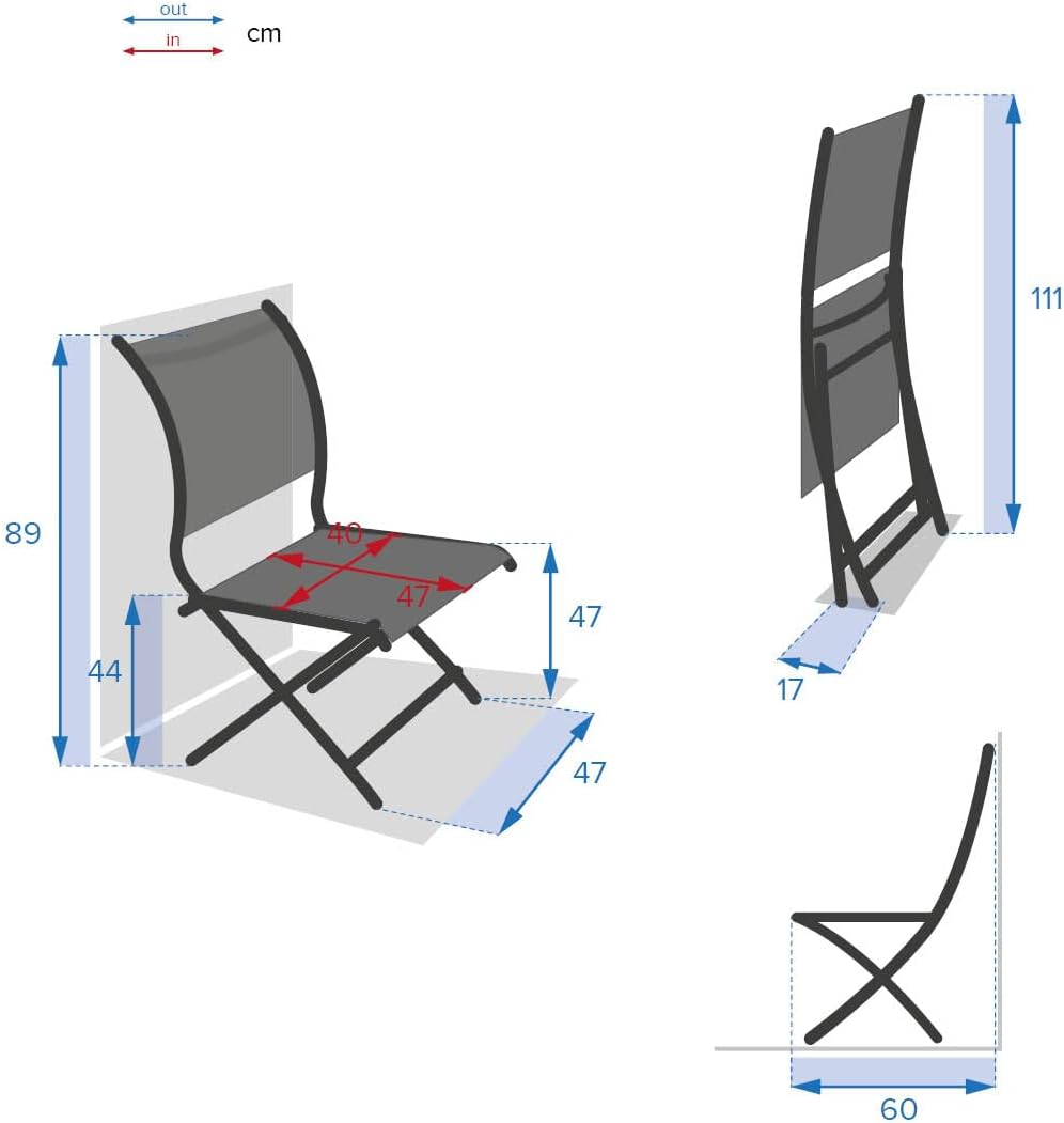 Hespéride Satz von 4 gartenklappstühlen axant leinen & weiss aus epoxybehandeltem Aluminium