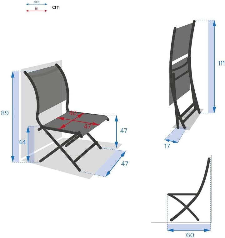 Hespéride Satz von 4 gartenklappstühlen axant leinen & weiss aus epoxybehandeltem Aluminium