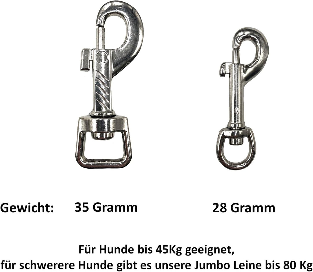 Hundeleine Doppelleine Übungsleine Führleine für mittlere Hunde bis 45 Kg über 39 Farben sehr stabil