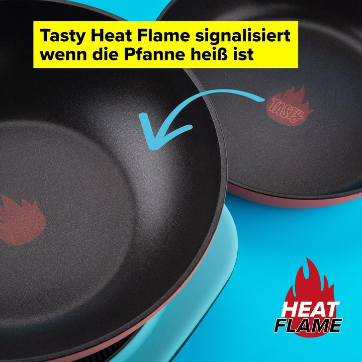 Tasty Antihaft-Wokpfanne 28 cm, induktionsgeeigneter Wok mit Tasty Heat Flame 28 cm Wokpfanne, 28 cm