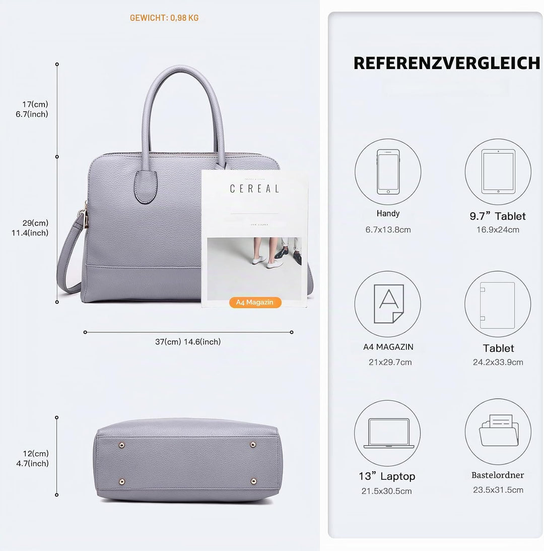 Miss Lulu Aktentasche Handtasche Laptoptasche Arbeitstasche Schultertasche Messenger Bag Retro Elega