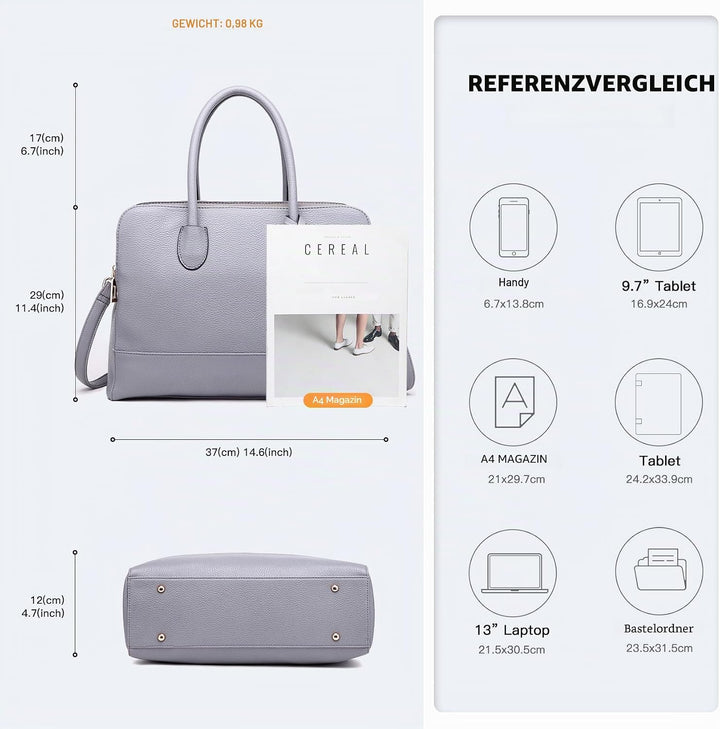 Miss Lulu Aktentasche Handtasche Laptoptasche Arbeitstasche Schultertasche Messenger Bag Retro Elega