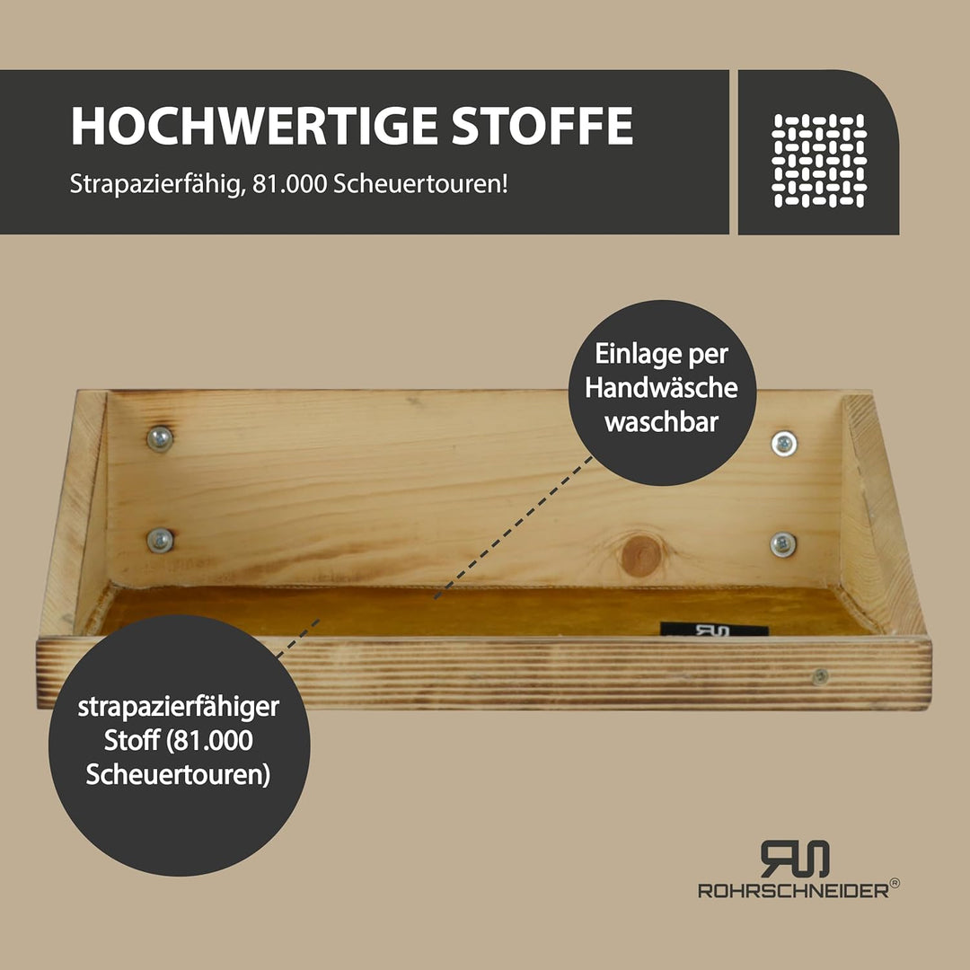 Rohrschneider Katzenbett Wand | Made in EU | Kletterwand Katzen | geflammtes Kiefernholz | belastbar