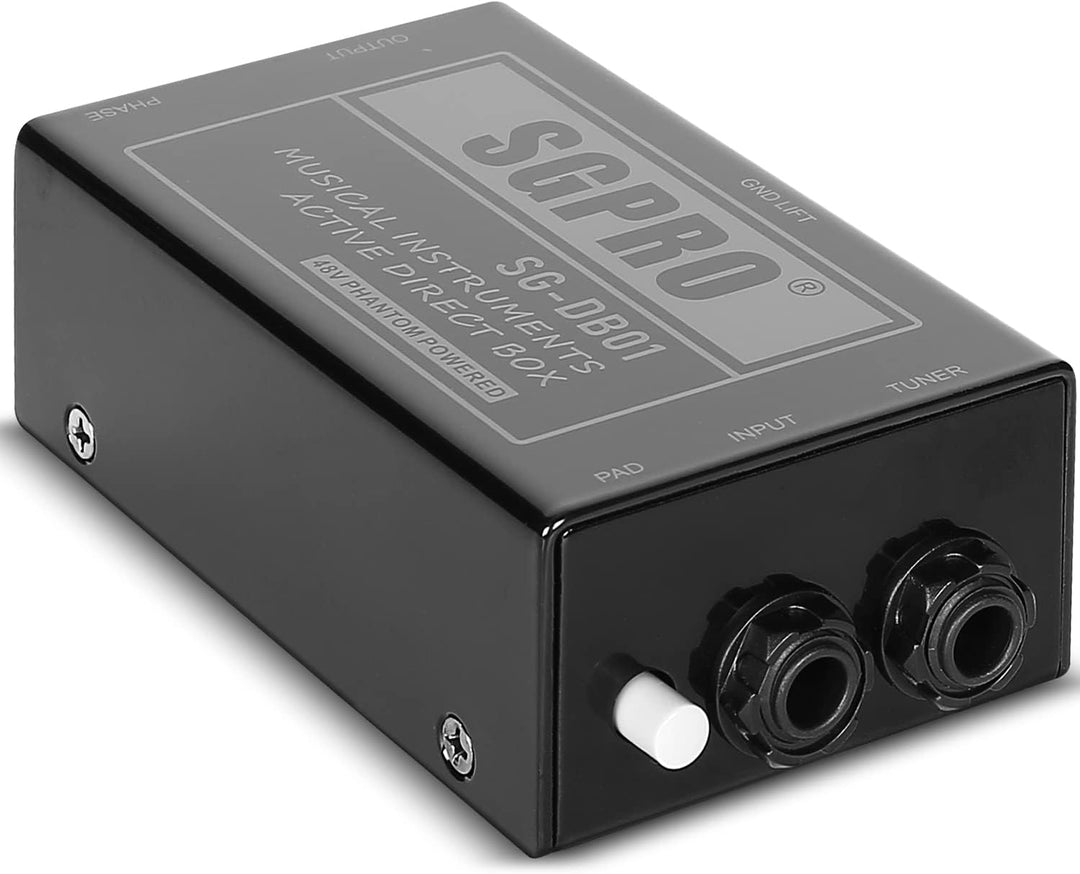 SGPRO Active Direct Box, DI-Box zur Aufnahme von Signalen für Musikinstrumente wie Gitarre und Bassg