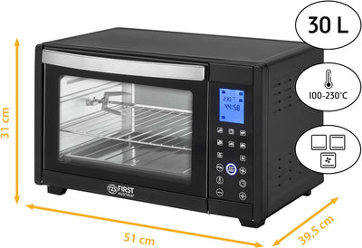 TZS First Austria Minibackofen, 30L, 1600 Watt, Digitalanzeige, kompakter Elektroofen für den Tischg