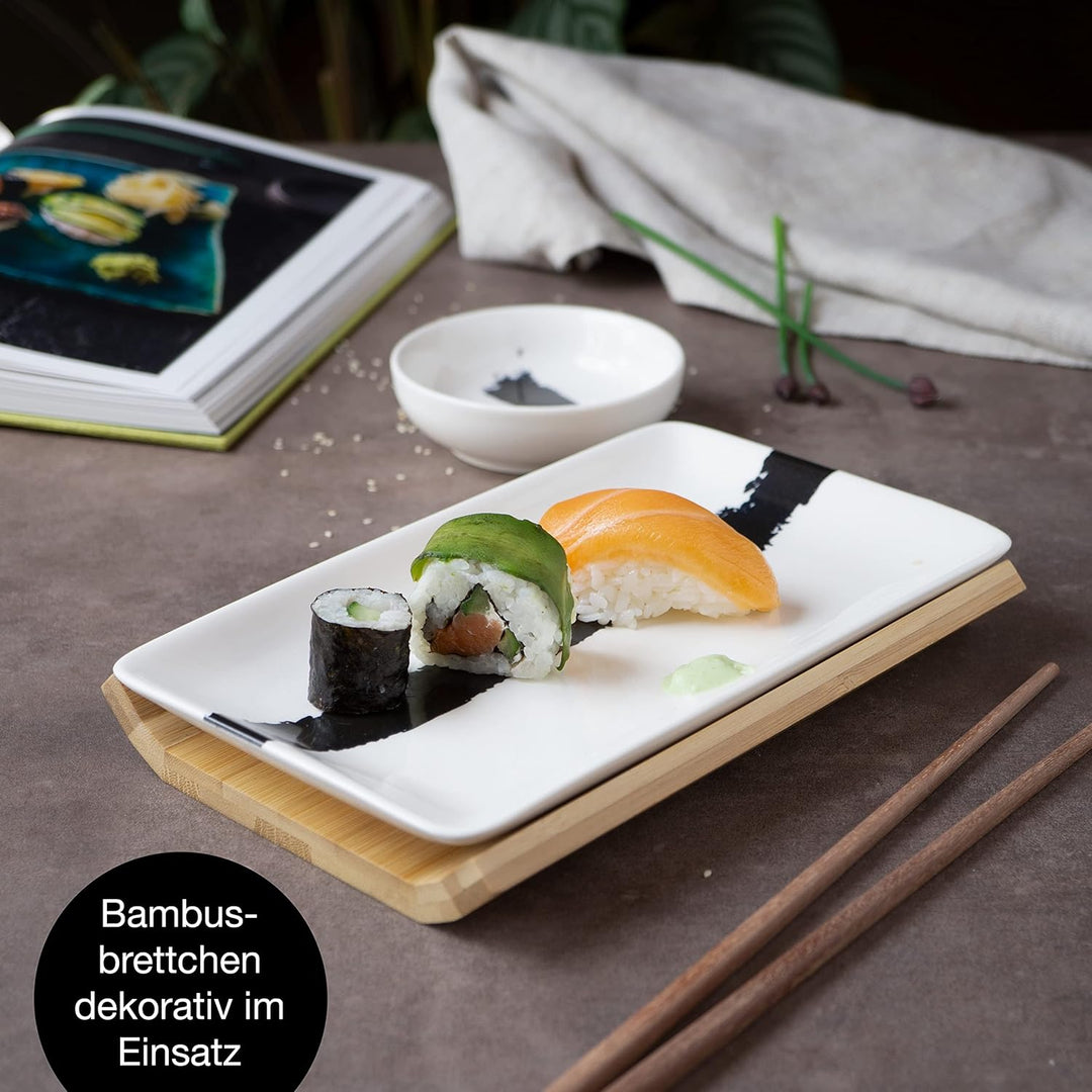 Moritz & Moritz Sushi Geschirr Set für 2 Personen - 10 Teile - Sushi Servierset mit 2x Sushi-Teller,
