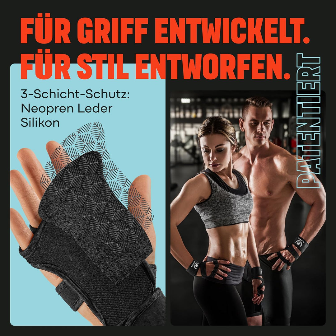 Mava Gewichtheber-Handschuhe mit Handgelenkstütze – Trainingshandschuhe für Training, Klimmzüge, Cal