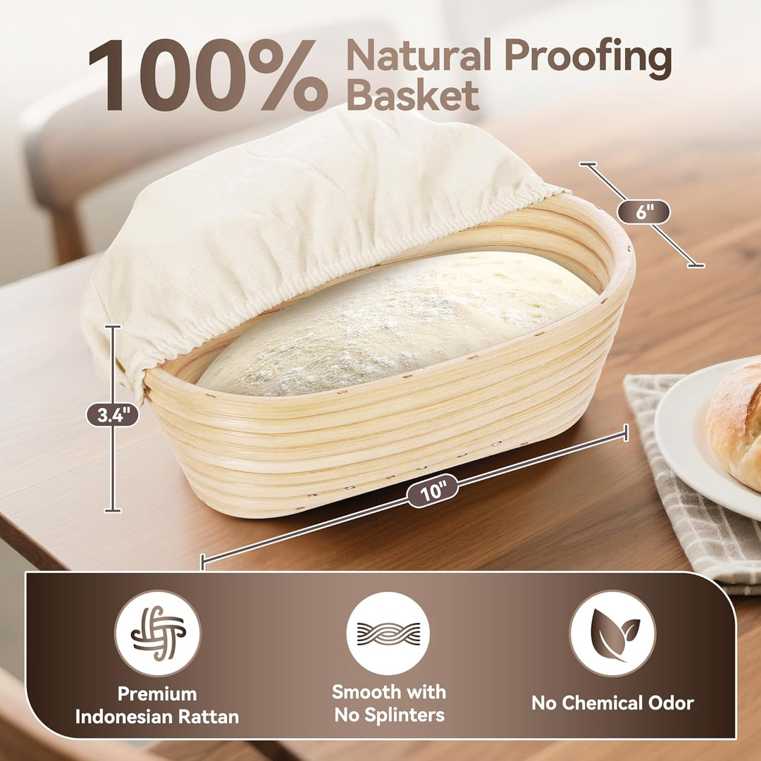 W&H Brotbackform mit Deckel,Gusseisen Topf inkl. Gärkorb, Ideal als Kastenform Brot, Toastbrot Backf