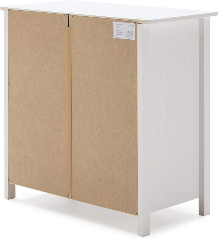 VS Venta-stock Magda Kommode mit 5 Schubladen Weiss und mehrfarbige Schubladen, Massives kiefernholz