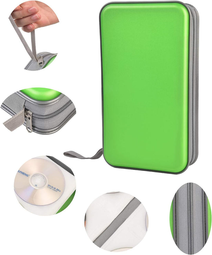 UENTIP CD-Hülle mit 96 Kapazitäten, tragbare DVD-Hülle aus Hartplastik, CD-Organizer, Brieftasche, s