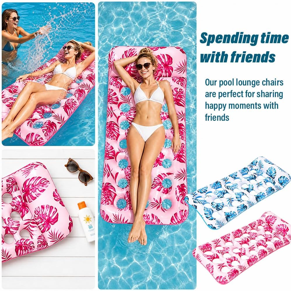 2 Packungen Aufblasbarer Pool Schwimmt Luftmatratze, Pool Sonnenliegebett Flösse, Schwimmbad Schwimm