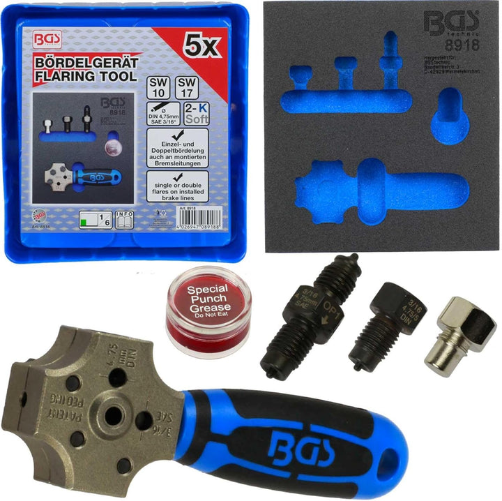 BGS 8918 | Werkstattwageneinlage 1/6: Bördelgerät | SAE und DIN 4,75 mm (3/16"), SAE und DIN 4,75 mm