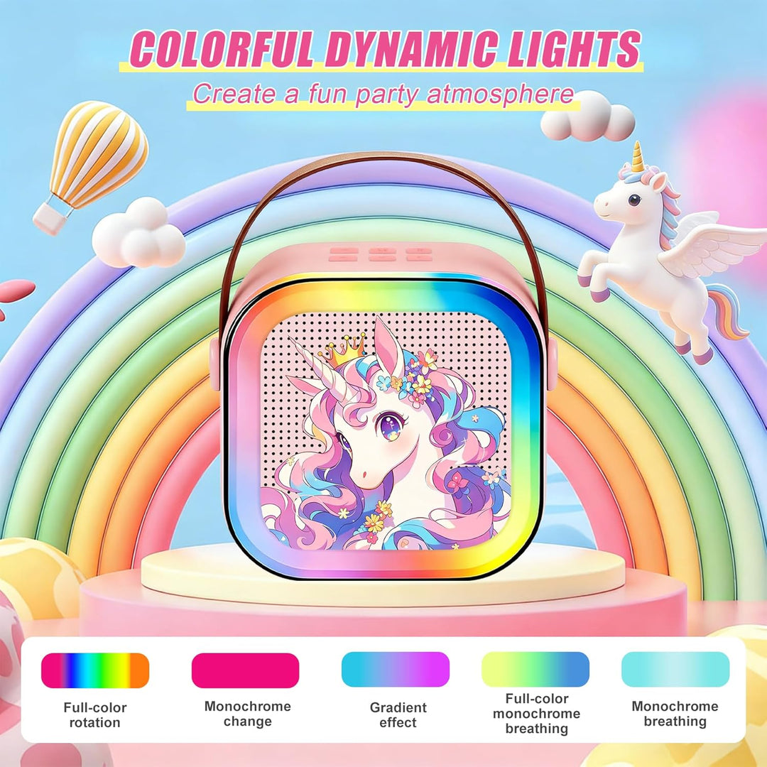 Karaoke Maschine Kinder Mit 2 Mikrofonen, Tragbarer Wiederaufladbar Bluetooth, Bunte LED Lichter, AU