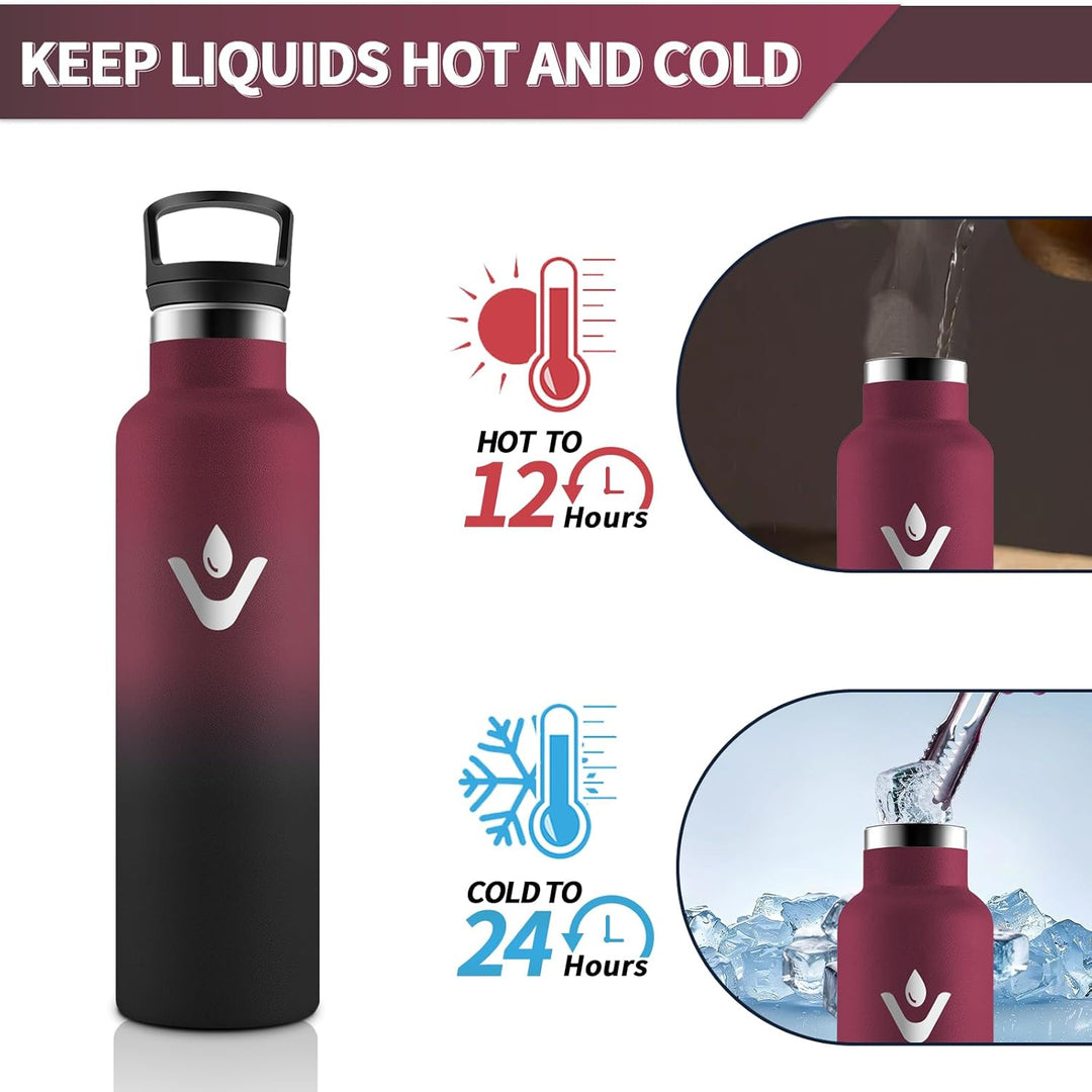 HoneyHolly Trinkflasche Edelstahl, 750 ML BPA-Frei, Thermosflasche, Auslaufsichere Isolierflasche Do